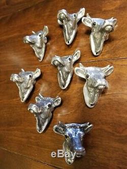 Set of 8 ANNE AT HOME Pewter Cabinet Knob Drawer Pull, Cow, Steel Heads