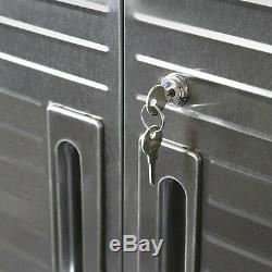 Seville Classics Heavy Duty Adjustable Height Workbench + 4 Locking Cabinets Set