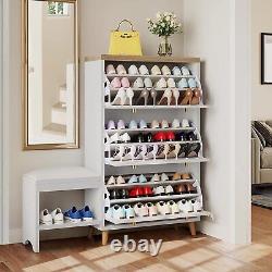 Shoe Cabinet with 3 Flip Drawers Shoe Bench with Seat Cushion for Entryway