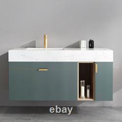 Single Bathroom Vanity Set High-End Wall-Mounted Marble Tabletop Vanity Cabinet