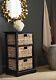Solid 3 Wicker Basket Storage Sofa Side Table Chest Of Drawers Corner Cabinet Us