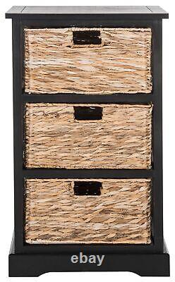 Solid 3 Wicker Basket Storage Sofa Side Table Chest of Drawers Corner Cabinet US