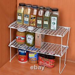 Stacking Cabinet Shelf Rack Set of 6 Extra Large 22 X 10 Inch Steel Metal