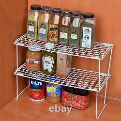 Stacking Cabinet Shelf Rack Set of 6 Extra Large 22 X 10 Inch Steel Metal