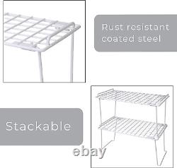 Stacking Cabinet Shelf Rack Set of 6 Large 16 X 10 Inch Steel Metal Wire