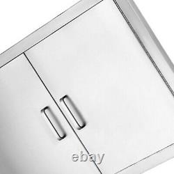 Stainless Steel Double Access Doors Wall Hanging Cabinets Set Premium