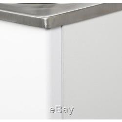 Stainless Steel Laundry Utility Sink + Garage Cabinet White Faucet Complete Set