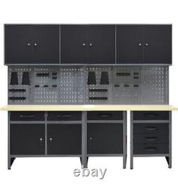 Steel Garage Cabinets Storage System Set, Black & Grey