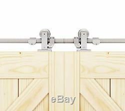 Steel Sliding Barn Wood Double Doors Cabinet Closet Hardware Track Kit Set