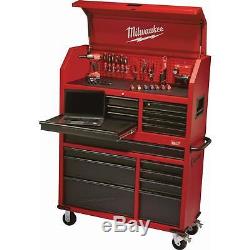 Steel Tool Chest and Rolling Cabinet Set 46 in. 16-Drawer Textured Red Black