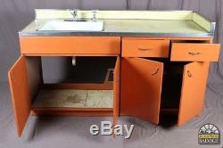 Striking Mid Century Modern 4 Piece Set SHEET STEEL Kitchen Counter & Cabinets