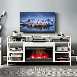 TC-HOMENY LED TV Stand with 27 Fireplace APP & Remote Control 70 TV Cabinet