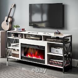TC-HOMENY LED TV Stand with 27 Fireplace APP & Remote Control 70 TV Cabinet
