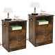 Tc-homeny Nightstand Set Of 2 With Charging Station Night Stand End Side Table