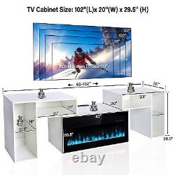 TC-HOMENY TV Stand for 80 in Tv with 42 Fireplace Entertainment Center Cabinet