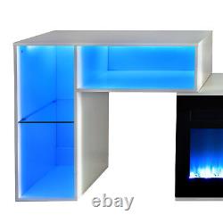 TC-HOMENY TV Stand for 80 in Tv with 42 Fireplace Entertainment Center Cabinet