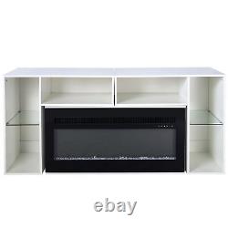 TC-HOMENY TV Stand with 42 Fireplace Entertainment Center Cabinet 80-120in TV