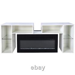 TC-HOMENY TV Stand with 42 Fireplace Entertainment Center Cabinet 80-120in TV