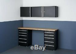 TRINITY TLSPBK-0617 6-Piece Garage Cabinet Set with 72 Wood Top Black