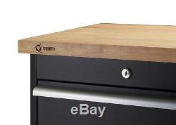TRINITY TLSPBK-0617 6-Piece Garage Cabinet Set with 72 Wood Top Black