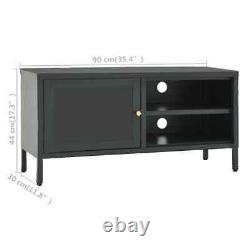 TV Cabinet Anthracite 35.4x11.8x17.3 Steel and Glass