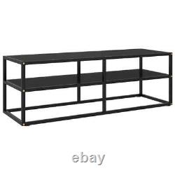 TV Cabinet Black with Black Glass 47.2x15.7x15.7
