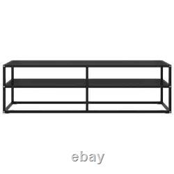TV Cabinet Black with Black Glass 55.1x15.7x15.7