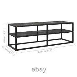 TV Cabinet Black with Black Marble Glass 47.2x15.7x15.7