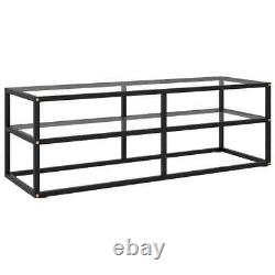 TV Cabinet Black with Tempered Glass 47.2x15.7x15.7