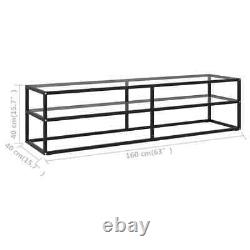 TV Cabinet Black with Tempered Glass 63x15.7x15.7