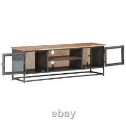 TV Cabinet Gray 47.2x11.8x15.7 Solid Acacia Wood and Steel