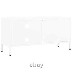TV Cabinet White 35.4x11.8x17.3 Steel and Glass