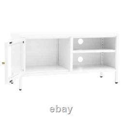 TV Cabinet White 35.4x11.8x17.3 Steel and Glass