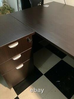 Telework, Homeschool Boss Brand Office Desks & File Cabinets 4 Piece Set Mocha
