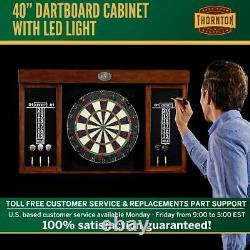 Thornton 40 Dartboard Cabinet Set With Led Lights, Steel Tip Darts
