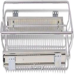 Tidyard Set of 2 Pull-Out Chrome Wire Baskets, Kitchen Cabinet Shelf