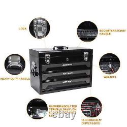 Tool Set, General 3 Drawers Steel Box with Tool Kit for Home and Auto Repair