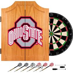 Trademark Dart Cabinet Set Dartboard Darts Game Room Ohio State University Wood