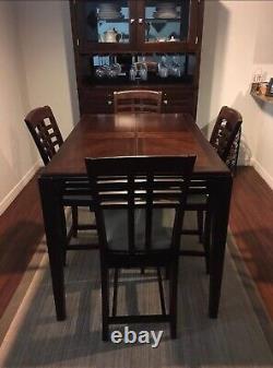 Traditional high chair high table dinning set with two piece china cabinet