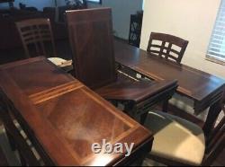 Traditional high chair high table dinning set with two piece china cabinet