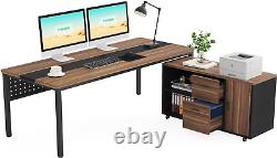 Tribesigns 70.8 Large Executive Office Desk and 47 Lateral File Cabinet Combo