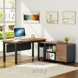 Tribesigns L-Shaped Computer Desk with Storage Drawers Cabinet Set Office Table