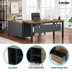 Tribesigns L-Shaped Computer Desk with Storage Drawers Cabinet Set Office Table
