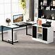 Tribesigns L-shaped Desk And File Cabinet Set Executive Office Desk With Shelves
