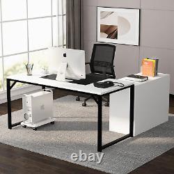 Tribesigns L-Shaped Executive Office Desk with File Cabinet Business Furniture Set