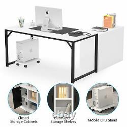 Tribesigns Modern L-Shaped Computer Desk and File Cabinet Set for Home Office