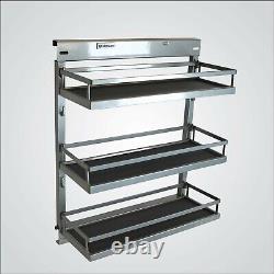 Unihopper Chrome Steel Spice Rack 3 Shelves Full Pullout Left Side Mounts Set