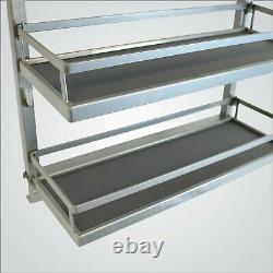 Unihopper Chrome Steel Spice Rack 3 Shelves Full Pullout Left Side Mounts Set