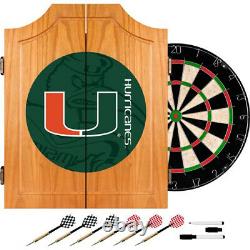 University of Miami Wood Dart Cabinet Set, Fade. Trademark Gameroom. Brand New