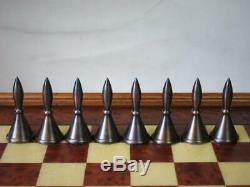 VINTAGE CHESS SET STEEL AND COPPER K 105 mm AND ITALIAN CHESS CABINET